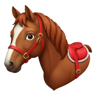 a christmas brown horse with a red saddle sticker