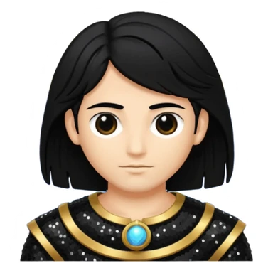 Saturn, God of Time with black hair, black sequin outfit sticker