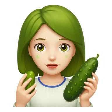 Girl playing with pickle sticker