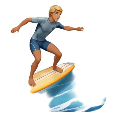 A surfer riding a large wave, skillfully balancing on their board as the ocean crashes around them. The scene captures the energy and excitement of surfing, with the sun setting in the background and the water sparkling under the light. sticker