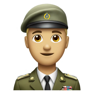 Army solider white skin in suit and a beret sticker