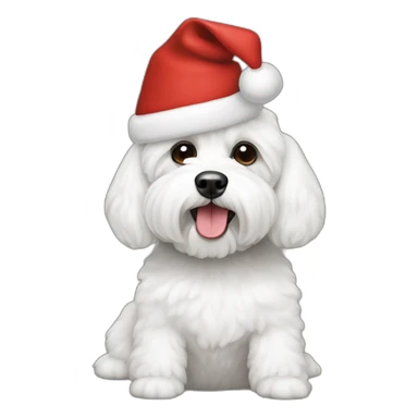 bichon dog-christmas hat sticker