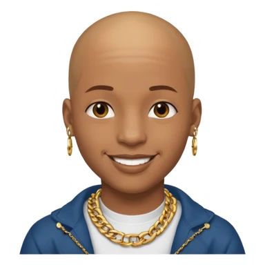 Young African rapper, bald with chain, without piercings sticker