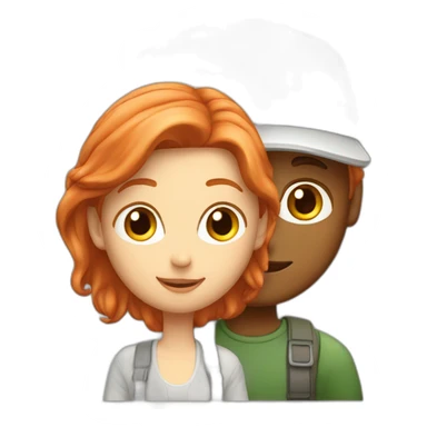 couple boy blond with cap and woman redhair sticker