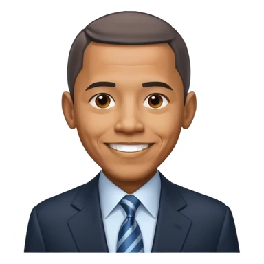 Create Barack Obama in a suit with warm smile & confident pose. sticker