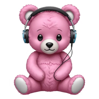 pink bear with headphones sticker