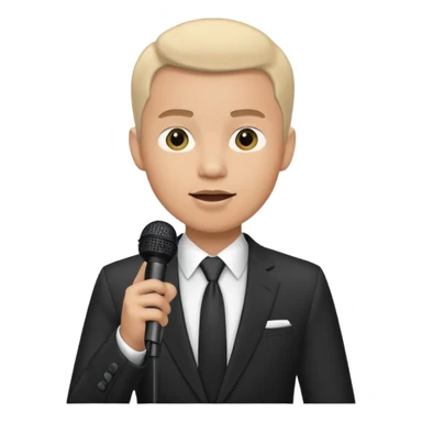  a man gives a speech whith microphone sticker