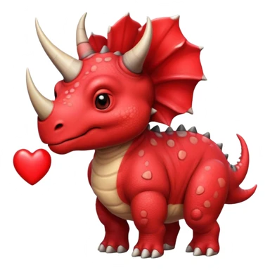 old triceratops holding a big heart sticker