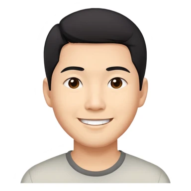 Asian man with short black hair, friendly smile, Josh Lim character sticker