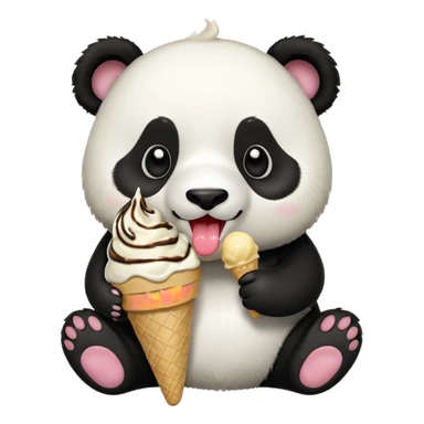 Panda eating ice cream sticker