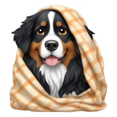 bernese mountain dog snuggled up in a blanket sticker