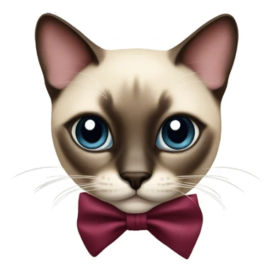 Siamese cat with Burgundy bow sticker