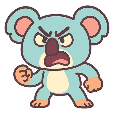 angry koala in pastel toon style sticker
