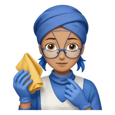 Cleaner + blue gloves + rag, Cafe staff. sticker