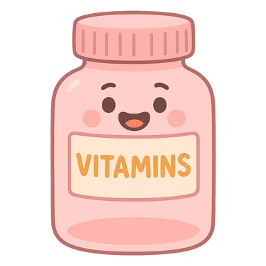 pastel pink vitamin bottle, soft colors, minimal label, gentle lighting, clean and modern style sticker