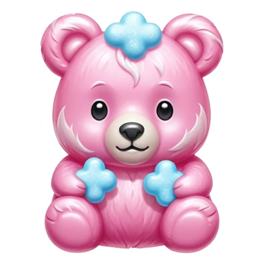 Bear-shaped glossy cotton candy with shiny, glazed appearance and glistening sugar crystals sticker