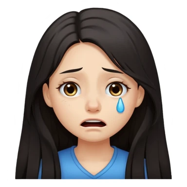 pretty girl with dark long hair crying and cross eyed  sticker