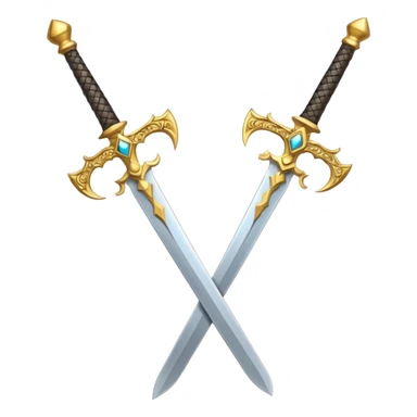 Two Golden royal swords with gold blades and gold handel sticker