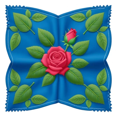 blue bandana printed rose with green leaves  sticker