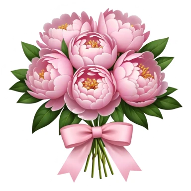 Light Pink peonies bouquet with light pink bow sticker