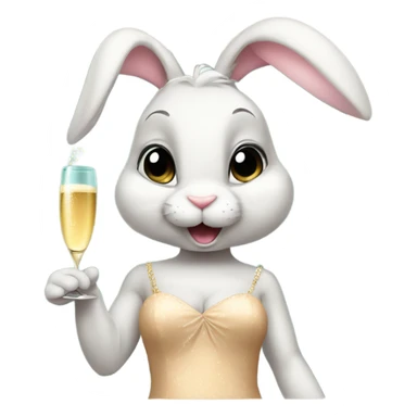 mischevious bunny wearing a dress drinking champagne  sticker