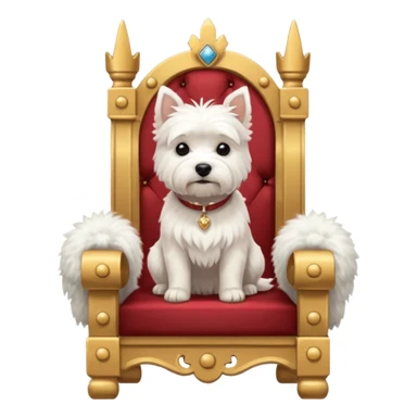 a cute west highland terrier sitting on a throne with other dogs below him sticker