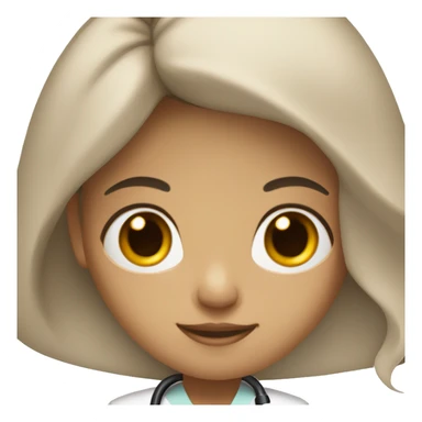 girl with light brown skin and long black hair and brown eyes and stethoscope sticker