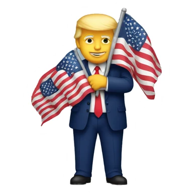 Donald Trump hugging a flag sticker