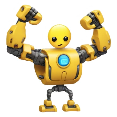 Flexing yellow robotic bicep and forearm with shocks and circuits sticker