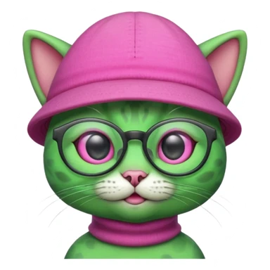 alien cat with pink hat  and spectacles sticker