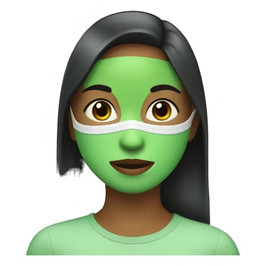 A girl wearing a green face mask sticker