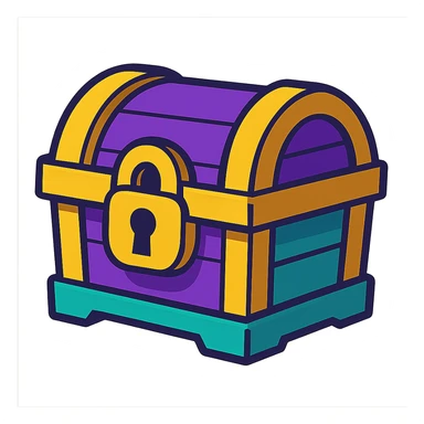 purple and teal rewards chest vibrant toon style sticker