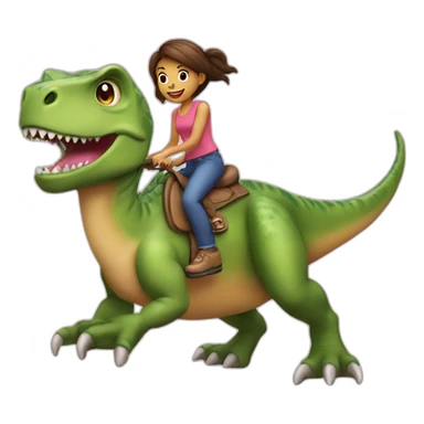 girl riding a dinosaur sticker
