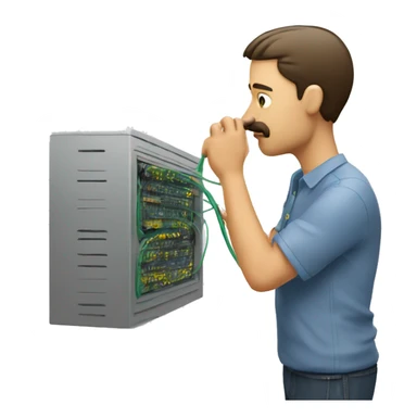a man sniffing an ethernet wire sticker
