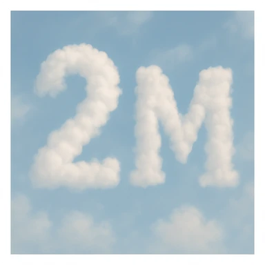 The number two and the letter M made out of clouds, soft and dreamy sticker