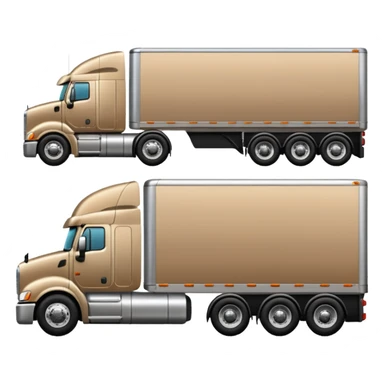 tan semi truck and trailer, side view sticker