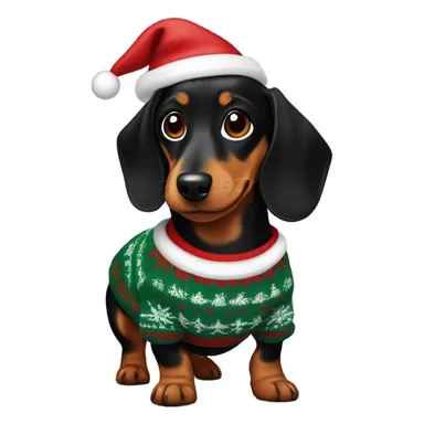Black and Tan miniature dachshund in Christmas jumper sticker