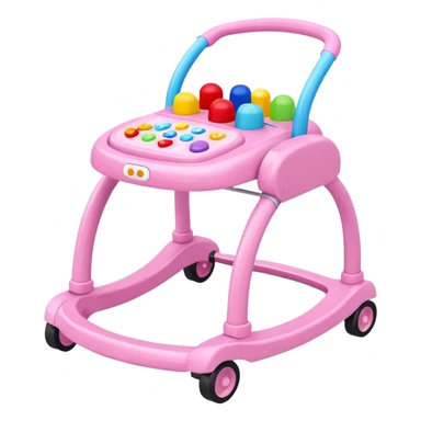 pink baby walker with toys on it sticker