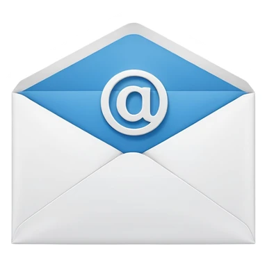 Emoji-style illustration of an envelope with a small info ‘i’ symbol on it, representing ‘Contact Us’. Bright, modern, minimal style sticker