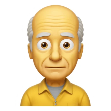 A 3D cartoon close-up portrait of an elderly yellow character styled like Grandpa Simpson, bald head with few tufts of hair, expressive wrinkles, yellow skin and shirt, Memoji-style lighting, matching Simpsons family design. sticker