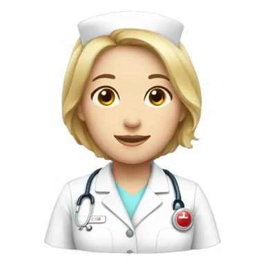 nurse in white uniform with back showing sticker