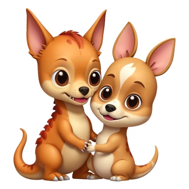 A trex and chihuahua love sticker