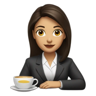 Brunette lawyer Cristiane Mello with honey eyes having a coffee”. sticker