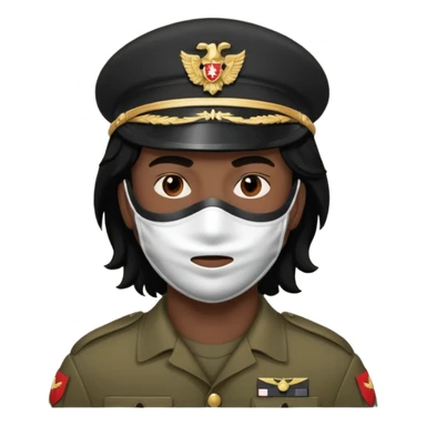 man soldier with black hair and wearing mask sticker