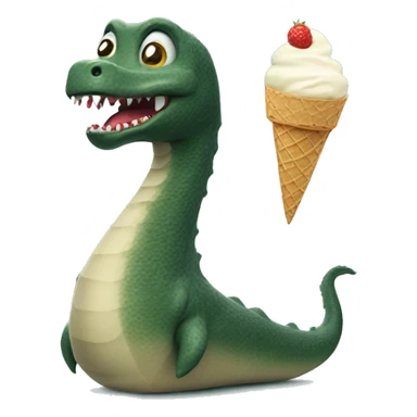 Loch Ness monster eating ice cream sticker