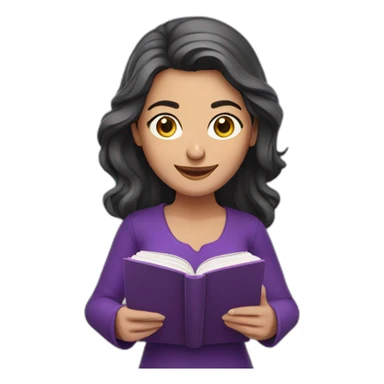 Armenian women with the purple clothes reading book and looking at camera and smiling  sticker