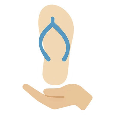 a colorful and modern icon of a flip-flop with a hand sticker