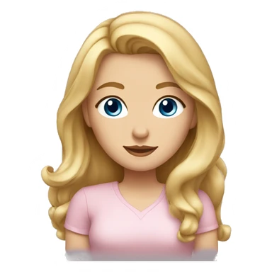 acurvy blonde woman with long hair, blue eyes and a light pink shirt sticker