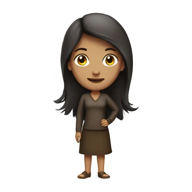 Tab woman, dark long brown hair, full body sticker