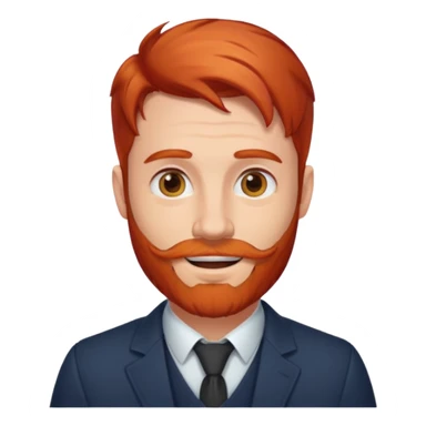 emoji of a 30-year-old man, mature appearance, gentleman features, red hair, beard, cheerful expression sticker